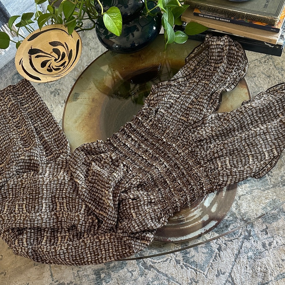 Max Studio Chic Brown Patterned Jumpsuit Jumper R… - image 1